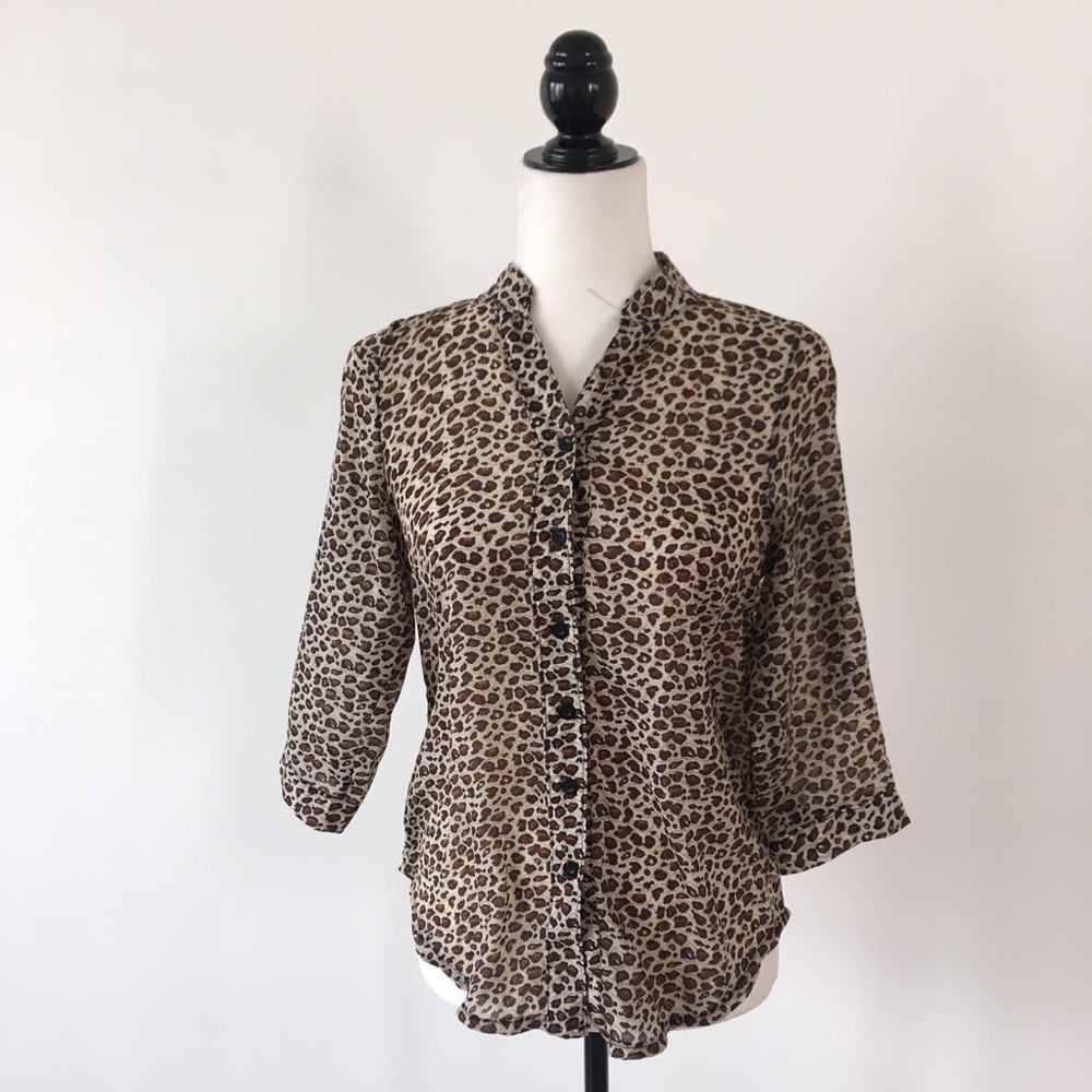 Leopard Print Button Down Blouse - image 5